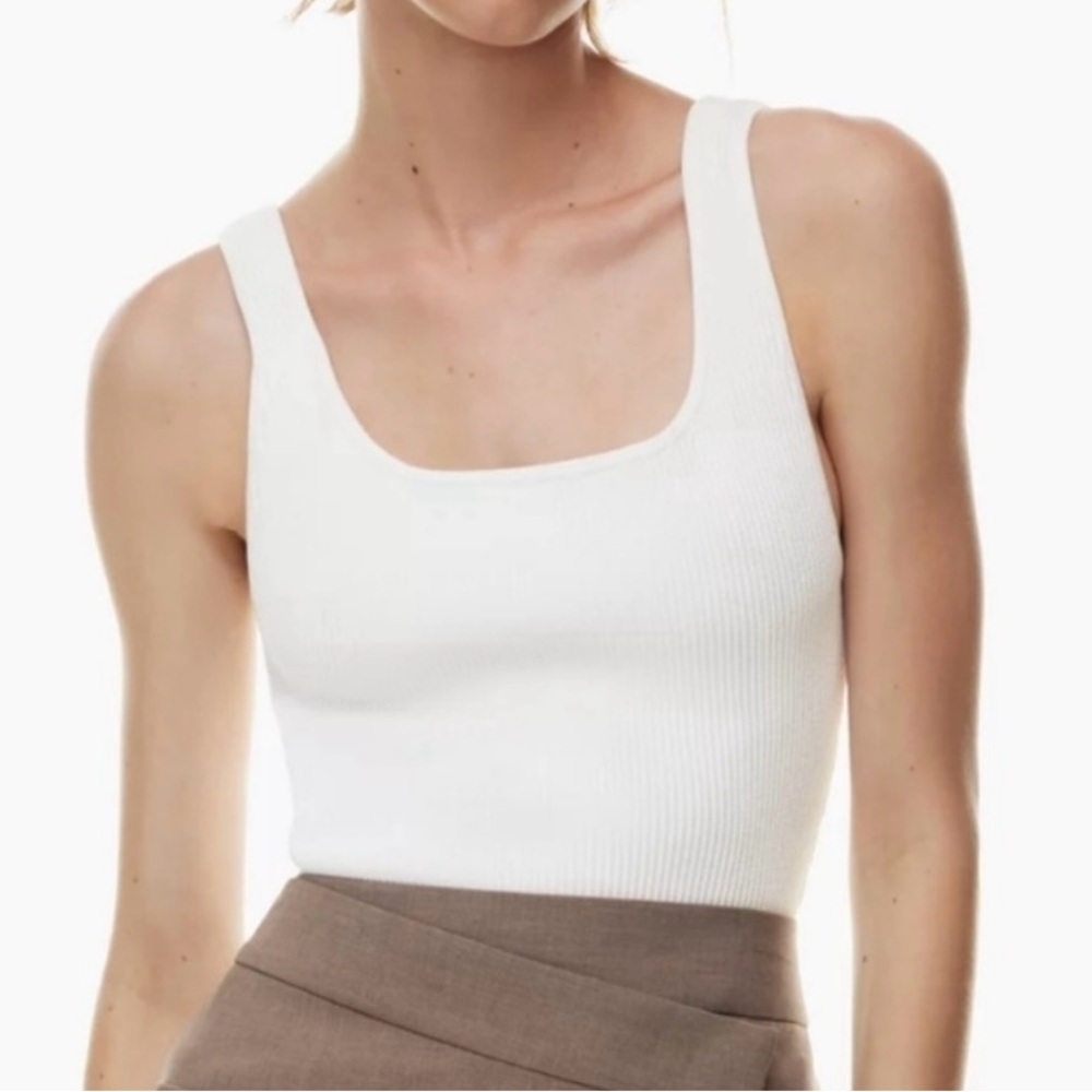 Babaton Sculpt Ribbed Knit Tank Top White Size S